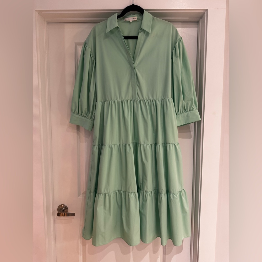 English Factory Puff Sleeve V-Neck Midi Dress